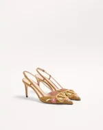 Valentino VLogo Signature Slingback Pump In Crust Leather With Floral Embroidery 80Mm - Image 6